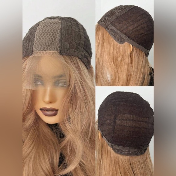 Champagne Gold Hair Wig U-Part Lace 26 Inch Champagne Gold Long Curly Wavy Wig - Picture 11 of 13